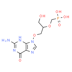 ChemSpider 2D Image | [({1-[(2-Amino-6-oxo-3,6-dihydro-9H-purin-9-yl)oxy]-3-hydroxy-2-propanyl}oxy)methyl]phosphonic acid | C9H14N5O7P