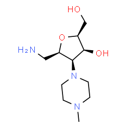 ChemSpider 2D Image | 6-Amino-2,5-anhydro-4,6-dideoxy-4-(4-methyl-1-piperazinyl)-D-galactitol | C11H23N3O3