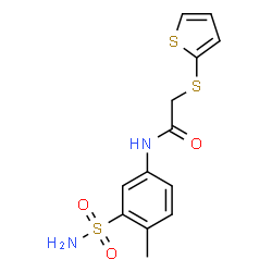 ChemSpider 2D Image | N-(4-Methyl-3-sulfamoylphenyl)-2-(2-thienylsulfanyl)acetamide | C13H14N2O3S3