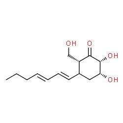 ChemSpider 2D Image | (2R,5R,6R)-3-[(1E,3E)-1,3-Heptadien-1-yl]-5,6-dihydroxy-2-(hydroxymethyl)cyclohexanone | C14H22O4