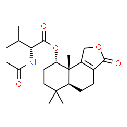 ChemSpider 2D Image | (5aS,9S,9aS)-6,6,9a-Trimethyl-3-oxo-1,3,4,5,5a,6,7,8,9,9a-decahydronaphtho[1,2-c]furan-9-yl N-acetyl-D-valinate | C22H33NO5
