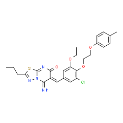 ChemSpider 2D Image | (6Z)-6-{3-Chloro-5-ethoxy-4-[2-(4-methylphenoxy)ethoxy]benzylidene}-5-imino-2-propyl-5,6-dihydro-7H-[1,3,4]thiadiazolo[3,2-a]pyrimidin-7-one | C26H27ClN4O4S
