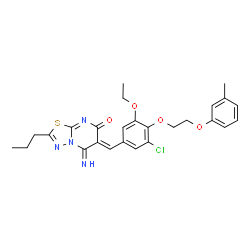 ChemSpider 2D Image | (6Z)-6-{3-Chloro-5-ethoxy-4-[2-(3-methylphenoxy)ethoxy]benzylidene}-5-imino-2-propyl-5,6-dihydro-7H-[1,3,4]thiadiazolo[3,2-a]pyrimidin-7-one | C26H27ClN4O4S