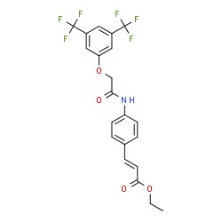 ChemSpider 2D Image | Ethyl (2E)-3-[4-({[3,5-bis(trifluoromethyl)phenoxy]acetyl}amino)phenyl]acrylate | C21H17F6NO4