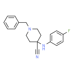 ChemSpider 2D Image | 1-Benzyl-4-((4-fluorophenyl)amino)piperidine-4-carbonitrile | C19H20FN3
