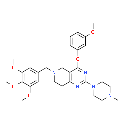 ChemSpider 2D Image | 4-(3-Methoxyphenoxy)-2-(4-methyl-1-piperazinyl)-6-(3,4,5-trimethoxybenzyl)-5,6,7,8-tetrahydropyrido[4,3-d]pyrimidine | C29H37N5O5
