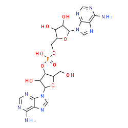 ChemSpider 2D Image | Phosphoric acid 5-(6-amino-purin-9-yl)-3,4-dihydroxy-tetrahydro-furan-2-ylmethyl ester 5-(6-amino-purin-9-yl)-4-hydroxy-2-hydroxymethyl-tetrahydro-furan-3-yl ester | C20H25N10O10P