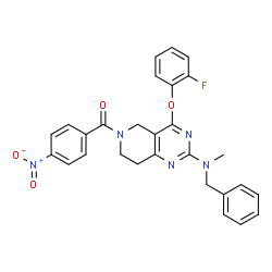 ChemSpider 2D Image | {2-[Benzyl(methyl)amino]-4-(2-fluorophenoxy)-7,8-dihydropyrido[4,3-d]pyrimidin-6(5H)-yl}(4-nitrophenyl)methanone | C28H24FN5O4