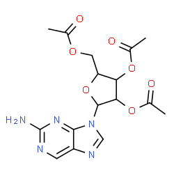 ChemSpider 2D Image | 9-(2,3,5-Tri-O-acetylpentofuranosyl)-9H-purin-2-amine | C16H19N5O7