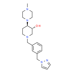 ChemSpider 2D Image | (3R,4R)-4-(4-Methyl-1-piperazinyl)-1-[3-(1H-pyrazol-1-ylmethyl)benzyl]-3-piperidinol | C21H31N5O