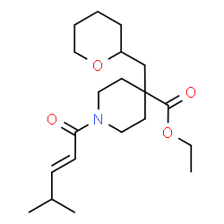 ChemSpider 2D Image | Ethyl 1-[(2E)-4-methyl-2-pentenoyl]-4-(tetrahydro-2H-pyran-2-ylmethyl)-4-piperidinecarboxylate | C20H33NO4