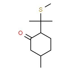 ChemSpider 2D Image | 5-Methyl-2-[1-methyl-1-(methylthio)ethyl]cyclohexanone | C11H20OS