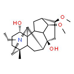 ChemSpider 2D Image | (1alpha,5xi,9xi,10xi,14alpha,16beta)-20-Ethyl-14,16-dimethoxy-4-methylaconitane-1,8-diol | C23H37NO4