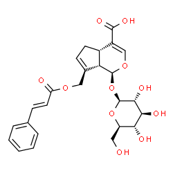 ChemSpider 2D Image | (1S,4aS,7aS)-1-(beta-D-Glucopyranosyloxy)-7-({[(2E)-3-phenyl-2-propenoyl]oxy}methyl)-1,4a,5,7a-tetrahydrocyclopenta[c]pyran-4-carboxylic acid | C25H28O11