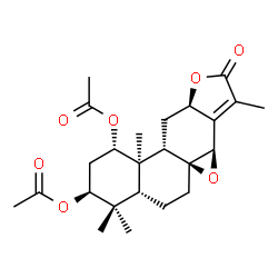 ChemSpider 2D Image | (1alpha,3beta,5beta,9beta,10alpha,12beta,14beta)-16-Oxo-8,14:12,16-diepoxyabiet-13(15)-ene-1,3-diyl diacetate | C24H32O7