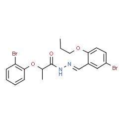 ChemSpider 2D Image | 2-(2-Bromophenoxy)-N'-[(E)-(5-bromo-2-propoxyphenyl)methylene]propanehydrazide | C19H20Br2N2O3