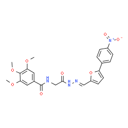 ChemSpider 2D Image | 3,4,5-Trimethoxy-N-{2-[(2E)-2-{[5-(4-nitrophenyl)-2-furyl]methylene}hydrazino]-2-oxoethyl}benzamide | C23H22N4O8