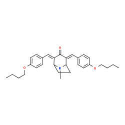 ChemSpider 2D Image | (2E,4E)-2,4-Bis(4-butoxybenzylidene)-8-methyl-8-azabicyclo[3.2.1]octan-3-one | C30H37NO3