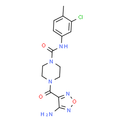 ChemSpider 2D Image | 4-[(4-Amino-1,2,5-oxadiazol-3-yl)carbonyl]-N-(3-chloro-4-methylphenyl)-1-piperazinecarboxamide | C15H17ClN6O3