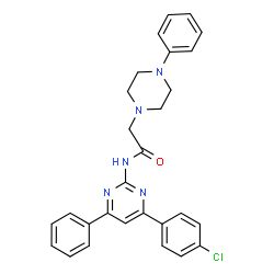 ChemSpider 2D Image | N-[4-(4-Chlorophenyl)-6-phenyl-2-pyrimidinyl]-2-(4-phenyl-1-piperazinyl)acetamide | C28H26ClN5O