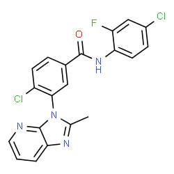 ChemSpider 2D Image | 4-Chloro-N-(4-chloro-2-fluorophenyl)-3-(2-methyl-3H-imidazo[4,5-b]pyridin-3-yl)benzamide | C20H13Cl2FN4O