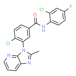 ChemSpider 2D Image | 4-Chloro-N-(2-chloro-4-fluorophenyl)-3-(2-methyl-3H-imidazo[4,5-b]pyridin-3-yl)benzamide | C20H13Cl2FN4O