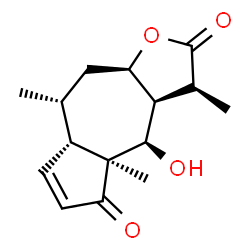 ChemSpider 2D Image | (3S,3aS,4R,4aS,7aS,8R,9aR)-4-Hydroxy-3,4a,8-trimethyl-3,3a,4,4a,7a,8,9,9a-octahydroazuleno[6,5-b]furan-2,5-dione | C15H20O4
