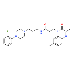 ChemSpider 2D Image | N-{3-[4-(2-Fluorophenyl)-1-piperazinyl]propyl}-3-(3,6,7-trimethyl-2-oxo-1(2H)-quinoxalinyl)propanamide | C27H34FN5O2