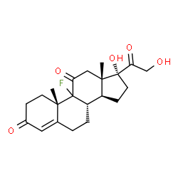 ChemSpider 2D Image | (9xi)-9-Fluoro-17,21-dihydroxypregn-4-ene-3,11,20-trione | C21H27FO5
