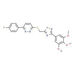 ChemSpider 2D Image | 3-(4-Fluorophenyl)-6-({[3-(3,4,5-trimethoxyphenyl)-1,2,4-oxadiazol-5-yl]methyl}sulfanyl)pyridazine | C22H19FN4O4S