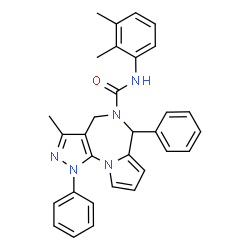 ChemSpider 2D Image | N-(2,3-Dimethylphenyl)-3-methyl-1,6-diphenyl-1,4-dihydropyrazolo[4,3-f]pyrrolo[1,2-a][1,4]diazepine-5(6H)-carboxamide | C31H29N5O