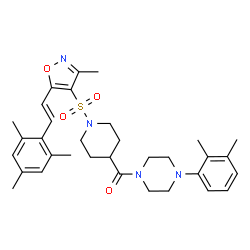 ChemSpider 2D Image | [4-(2,3-Dimethylphenyl)-1-piperazinyl][1-({5-[(E)-2-mesitylvinyl]-3-methyl-1,2-oxazol-4-yl}sulfonyl)-4-piperidinyl]methanone | C33H42N4O4S