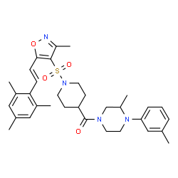 ChemSpider 2D Image | [1-({5-[(E)-2-Mesitylvinyl]-3-methyl-1,2-oxazol-4-yl}sulfonyl)-4-piperidinyl][3-methyl-4-(3-methylphenyl)-1-piperazinyl]methanone | C33H42N4O4S