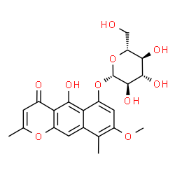 ChemSpider 2D Image | 5-Hydroxy-8-methoxy-2,9-dimethyl-4-oxo-4H-benzo[g]chromen-6-yl beta-D-glucopyranoside | C22H24O10