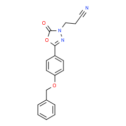 ChemSpider 2D Image | 3-{5-[4-(Benzyloxy)phenyl]-2-oxo-1,3,4-oxadiazol-3(2H)-yl}propanenitrile | C18H15N3O3