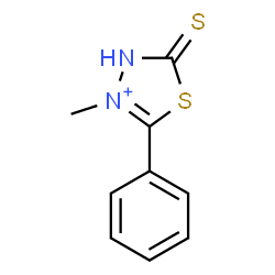 ChemSpider 2D Image | 3-Methyl-2-phenyl-5-thioxo-4,5-dihydro-1,3,4-thiadiazol-3-ium | C9H9N2S2