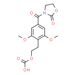 ChemSpider 2D Image | 2-{2,6-Dimethoxy-4-[(2-oxo-1,3-oxazolidin-3-yl)carbonyl]phenyl}ethyl hydrogen carbonate | C15H17NO8