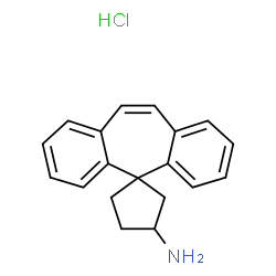ChemSpider 2D Image | Spiro(5H-dibenzo(a,d)cycloheptene-5,1'-cyclopentan)-3'-amine, hydrochloride | C19H20ClN