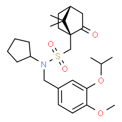 ChemSpider 2D Image | N-Cyclopentyl-1-[(1S,4R)-7,7-dimethyl-2-oxobicyclo[2.2.1]hept-1-yl]-N-(3-isopropoxy-4-methoxybenzyl)methanesulfonamide | C26H39NO5S