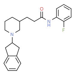 ChemSpider 2D Image | 3-[1-(2,3-Dihydro-1H-inden-2-yl)-3-piperidinyl]-N-(2-fluorophenyl)propanamide | C23H27FN2O