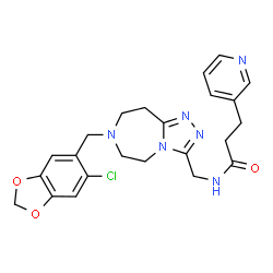ChemSpider 2D Image | N-({7-[(6-Chloro-1,3-benzodioxol-5-yl)methyl]-6,7,8,9-tetrahydro-5H-[1,2,4]triazolo[4,3-d][1,4]diazepin-3-yl}methyl)-3-(3-pyridinyl)propanamide | C23H25ClN6O3