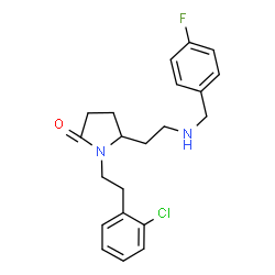 ChemSpider 2D Image | 1-[2-(2-Chlorophenyl)ethyl]-5-{2-[(4-fluorobenzyl)amino]ethyl}-2-pyrrolidinone | C21H24ClFN2O