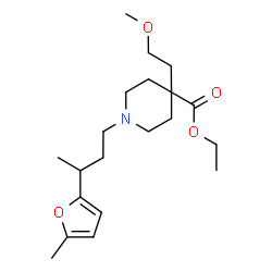 ChemSpider 2D Image | Ethyl 4-(2-methoxyethyl)-1-[3-(5-methyl-2-furyl)butyl]-4-piperidinecarboxylate | C20H33NO4