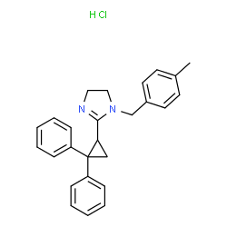 ChemSpider 2D Image | 2-(2,2-Diphenylcyclopropyl)-1-(4-methylbenzyl)-4,5-dihydro-1H-imidazole hydrochloride (1:1) | C26H27ClN2