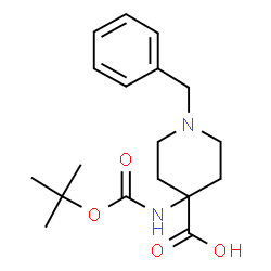 ChemSpider 2D Image | 1-Benzyl-4-[(tert-butoxycarbonyl)amino]piperidine-4-carboxylic acid | C18H26N2O4