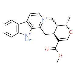 ChemSpider 2D Image | (19alpha)-16-(Methoxycarbonyl)-19-methyl-3,4,5,6,16,17-hexadehydro-18-oxayohimban-1,4-diium | C21H22N2O3
