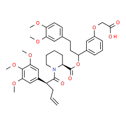 ChemSpider 2D Image | (3-{3-(3,4-Dimethoxyphenyl)-1-[({(2S)-1-[(2S)-2-(3,4,5-trimethoxyphenyl)-4-pentenoyl]-2-piperidinyl}carbonyl)oxy]propyl}phenoxy)acetic acid | C39H47NO11