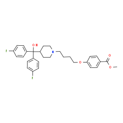 ChemSpider 2D Image | Methyl 4-(4-{4-[bis(4-fluorophenyl)(hydroxy)methyl]-1-piperidinyl}butoxy)benzoate | C30H33F2NO4