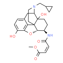 ChemSpider 2D Image | Methyl (2Z)-4-{[(5alpha,6beta)-17-(cyclopropylmethyl)-3,14-dihydroxy-4,5-epoxymorphinan-6-yl]amino}-4-oxo-2-butenoate | C25H30N2O6