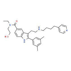 ChemSpider 2D Image | 2-(3,5-Dimethylphenyl)-N-ethyl-N-(2-hydroxyethyl)-3-(2-{[4-(4-pyridinyl)butyl]amino}ethyl)-1H-indole-5-carboxamide | C32H40N4O2